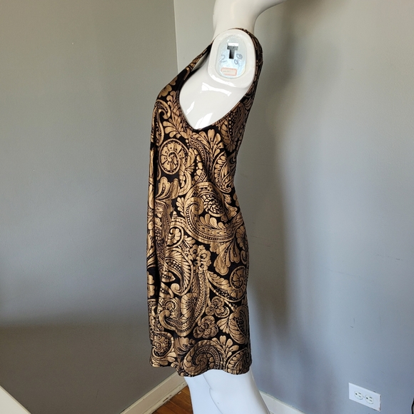 Minkpink Black and Gold Brocade Print Dress, GUC, Size S - Picture 6 of 8